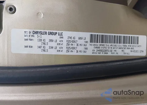 2011 Chrysler Town & Country Touring-L z USA, uszkodzony, nr VIN 2A4RR8DG2BR761182